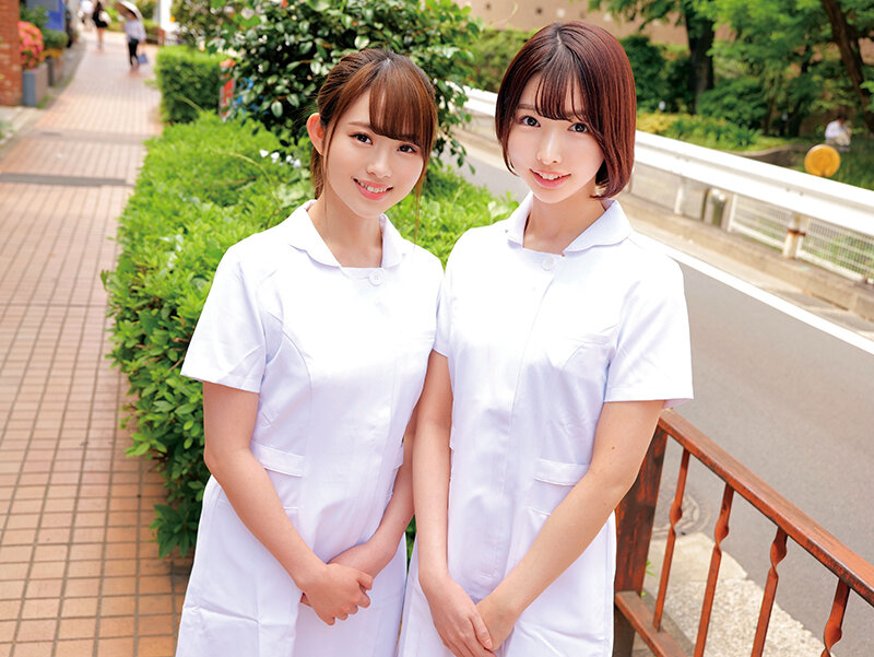 「【素人ナース】童貞筆おろし逆ナンパ！スレンダー美少女看護師2人が中出し治療プレイ」のサンプル画像1枚目