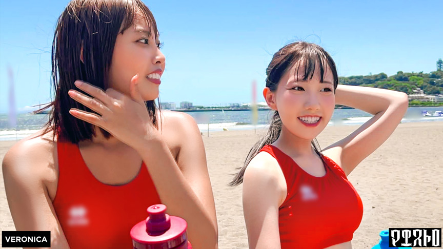 「【素人】【なの＆ちなみ】小麦肌のビーチバレー美少女と夏の夜の濃厚プレイ【中出し】」のサンプル画像1枚目