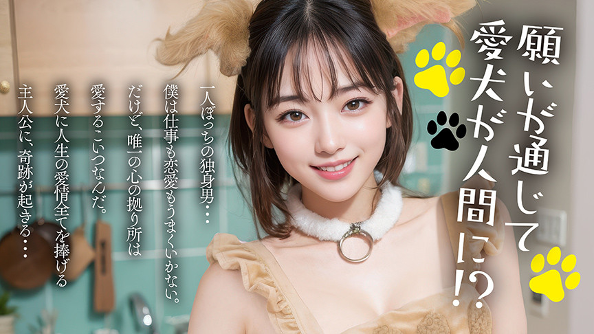 「【素人】愛するペットが魔法で彼女に変身！癒し系美少女との甘い同棲ラブストーリー【AI同人】」のサンプル画像1枚目